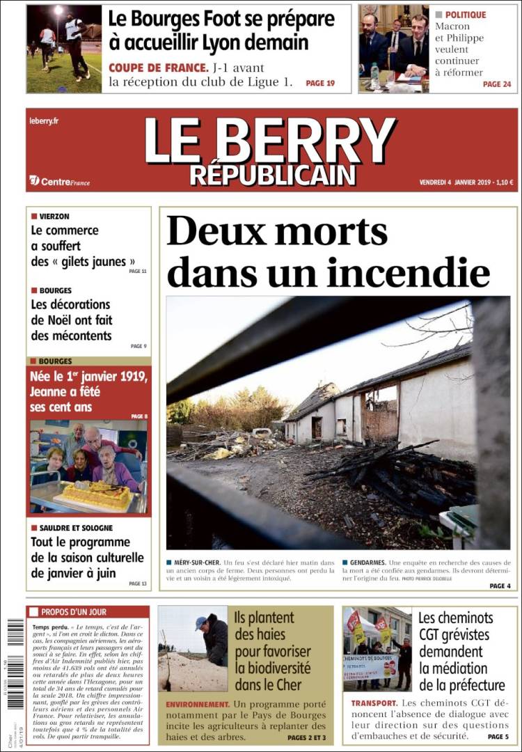 Portada de Berry Republicain (Francia)
