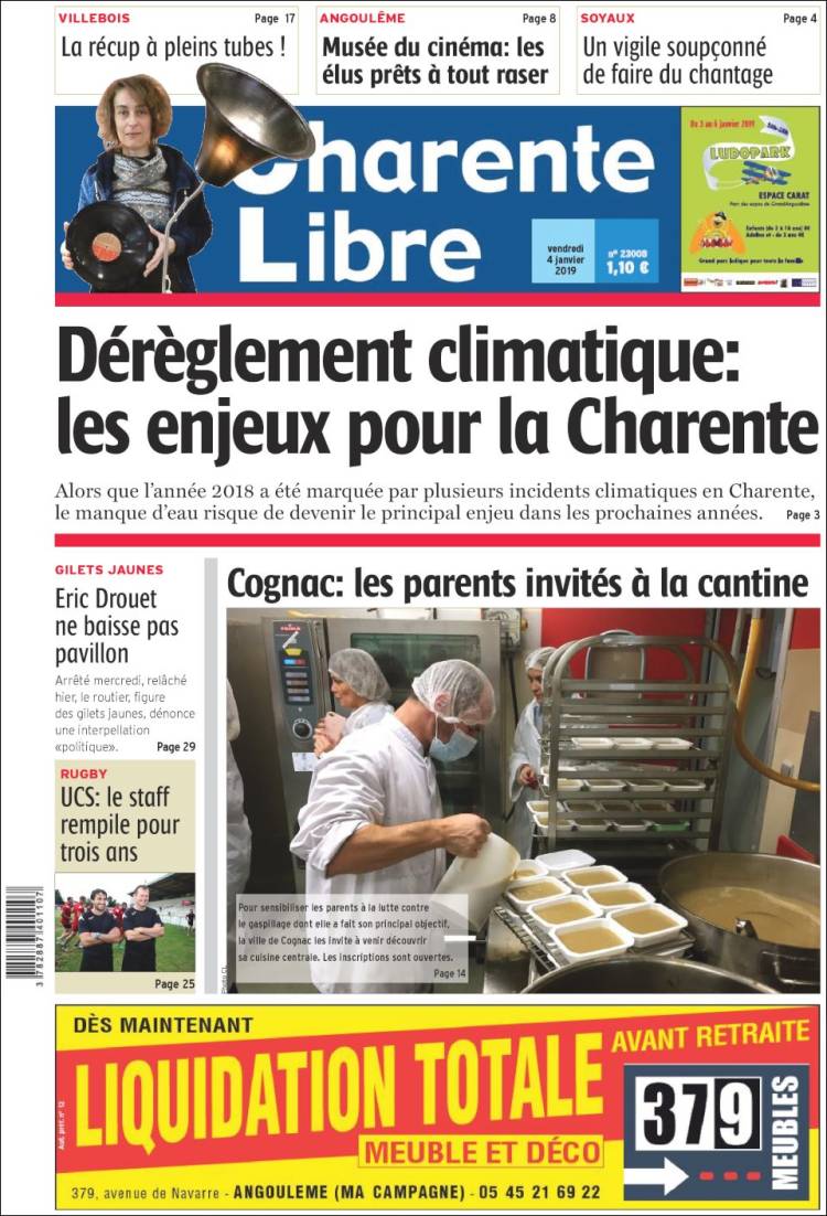 Portada de Charente Libre (Francia)