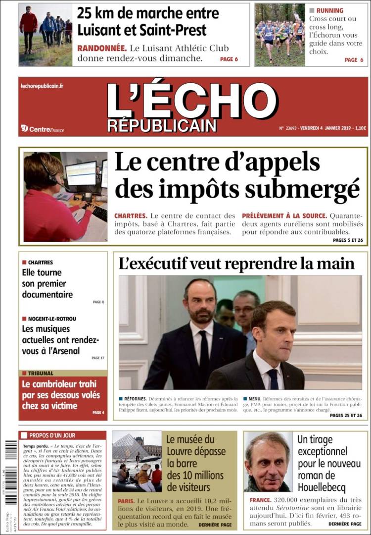 Portada de L'Echo Républicain (Francia)