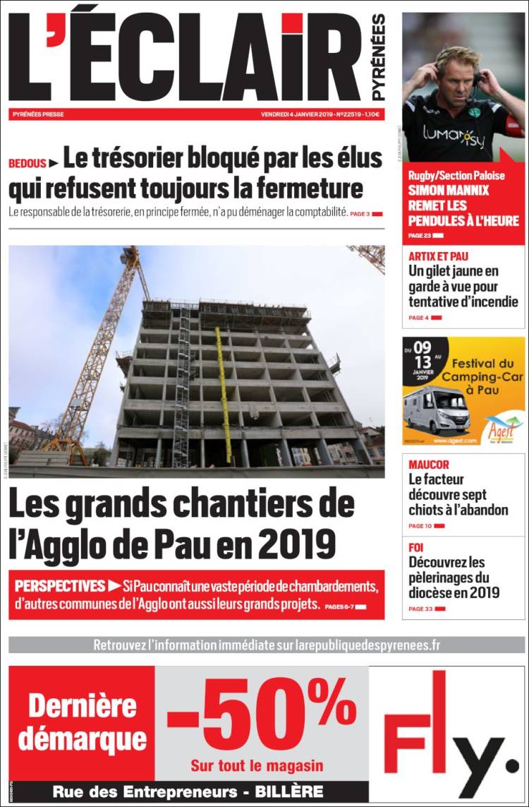 Portada de L'Eclair des Pyrénées (Francia)