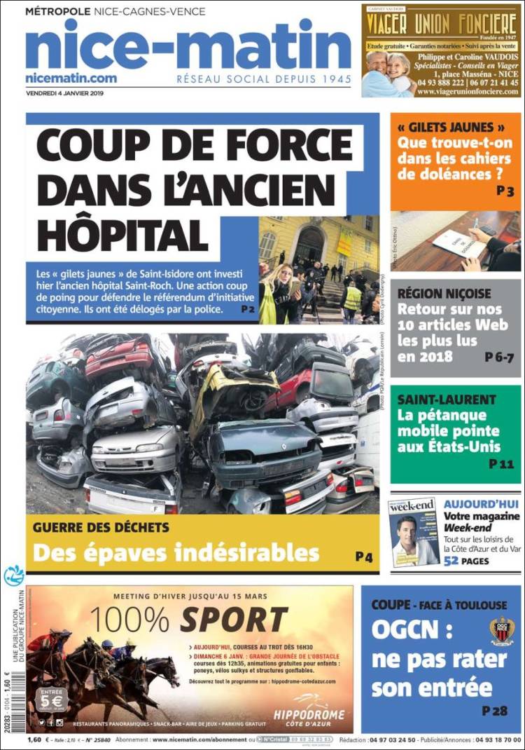 Portada de Nice-Matin (Francia)