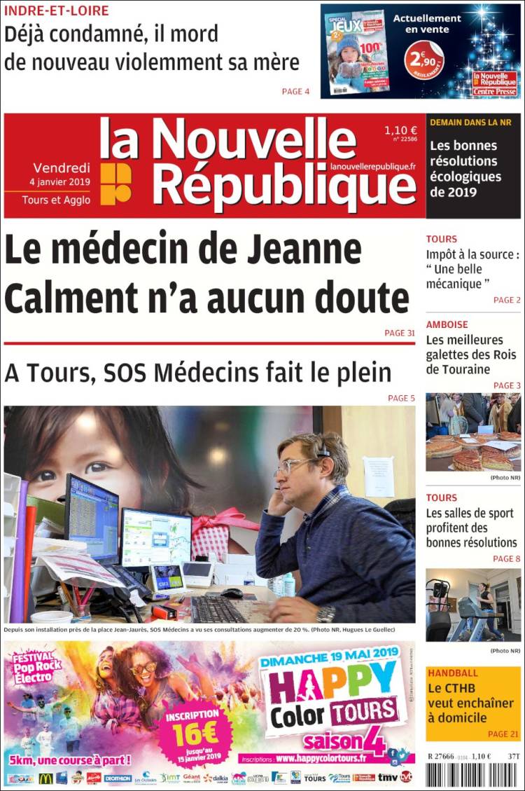 Portada de La Nouvelle Republique (Francia)