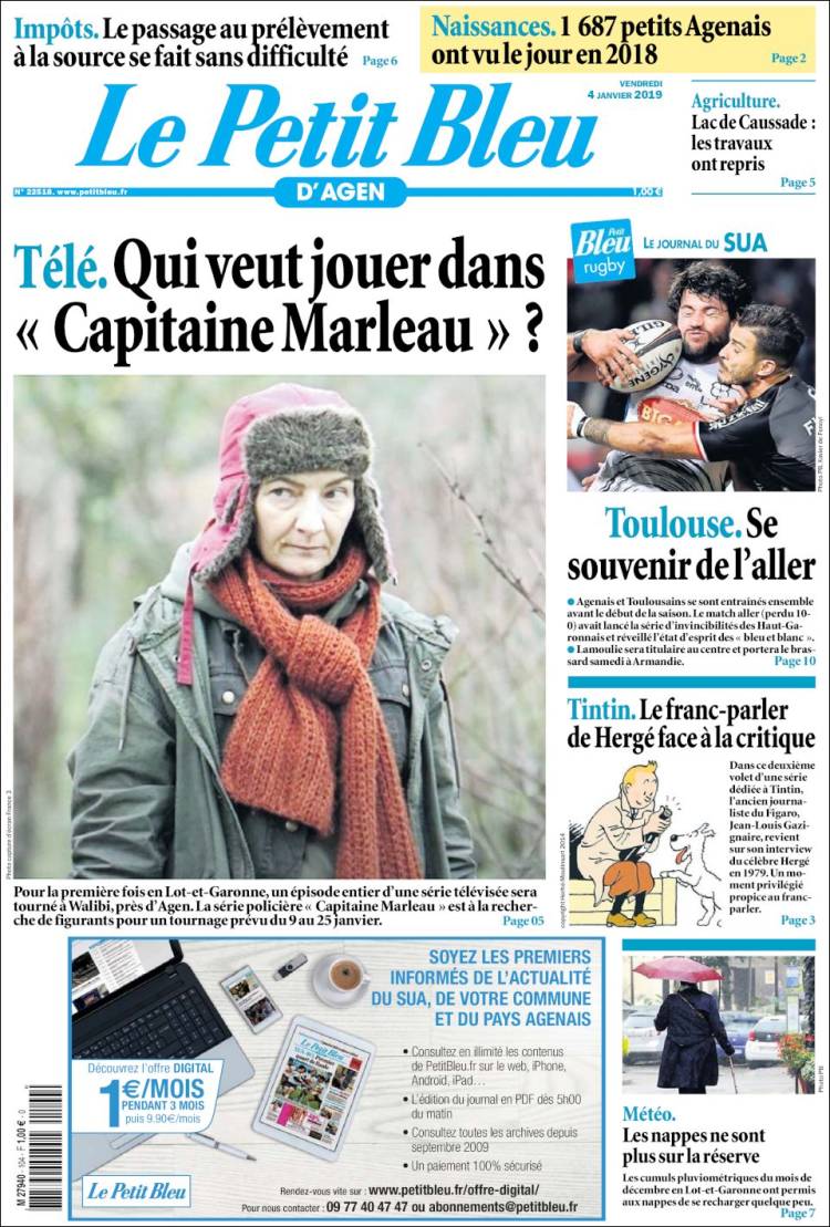 Portada de Le Petit Bleu (Francia)