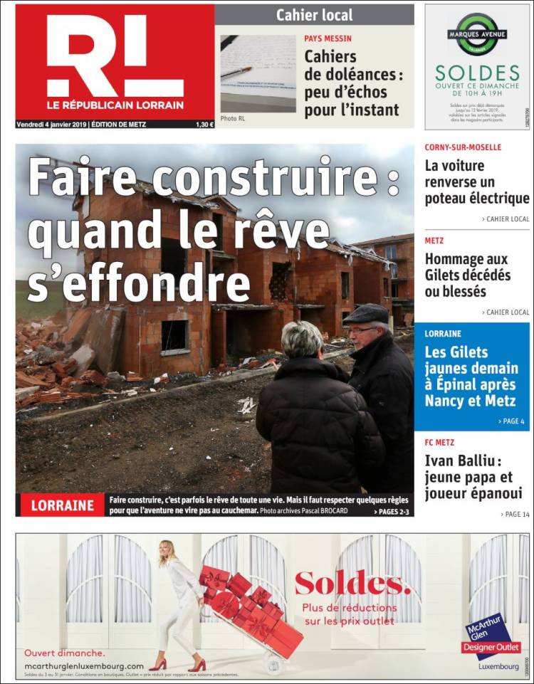 Portada de Le Republicain Lorrain (Francia)