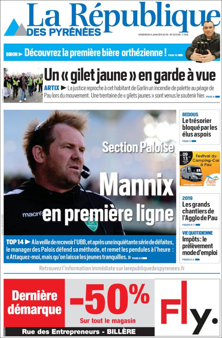 Portada de La République des Pyrénées (Francia)