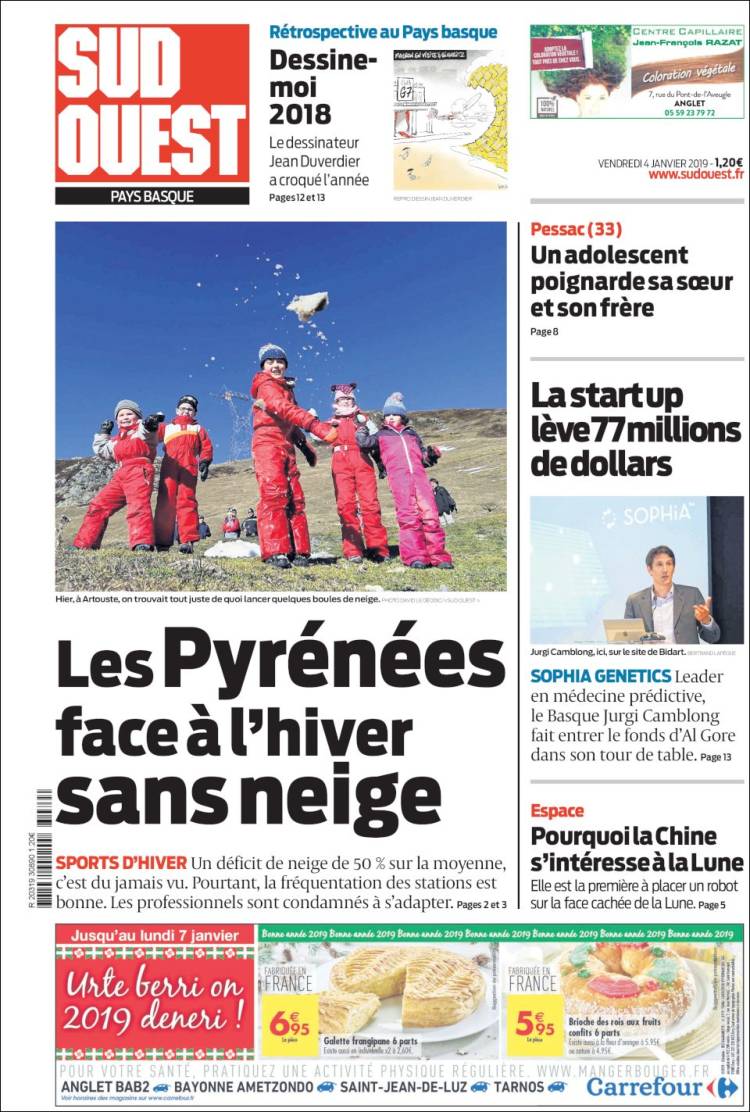 Portada de Sud Ouest (Francia)