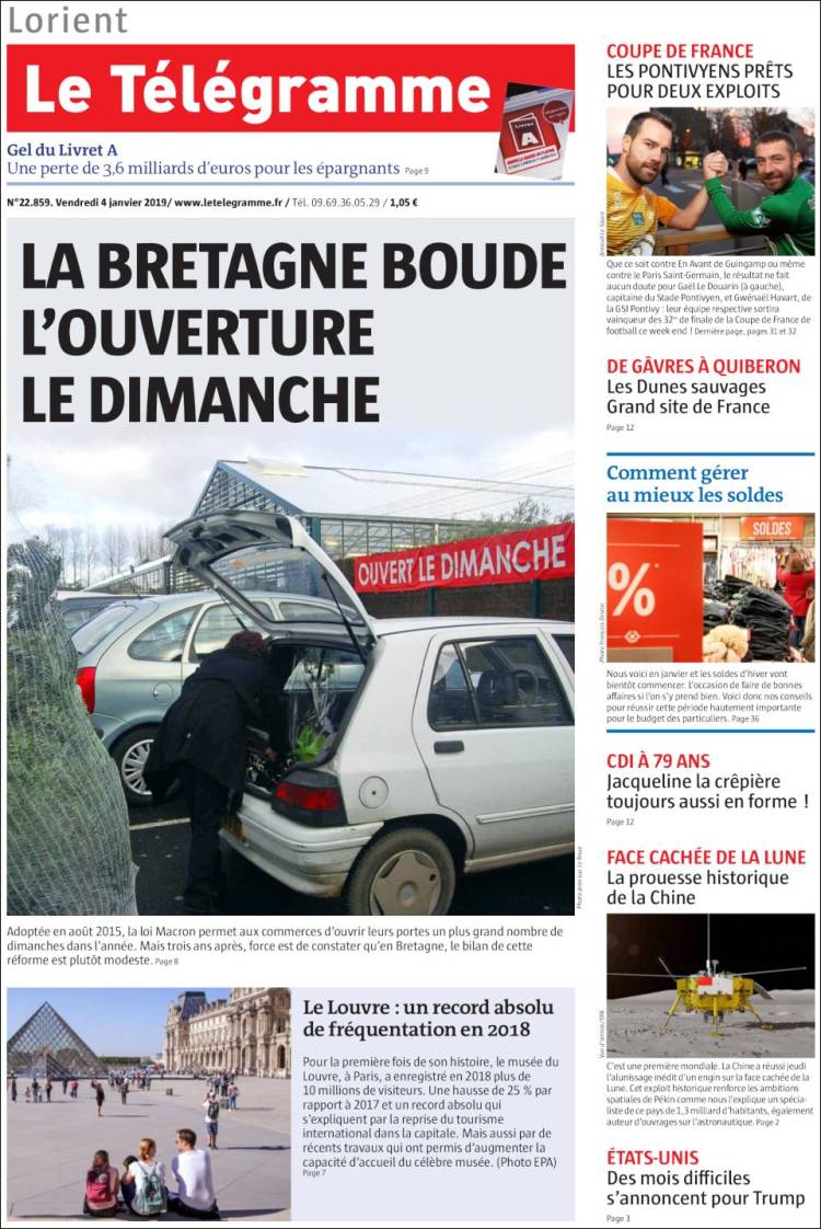 Portada de Télégramme (Francia)
