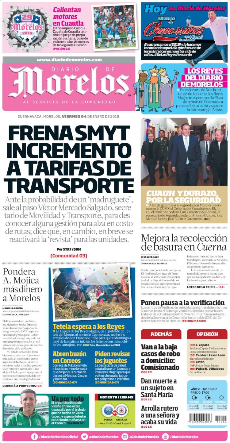 Portada de Diario de Morelos (M&eacute;xico)