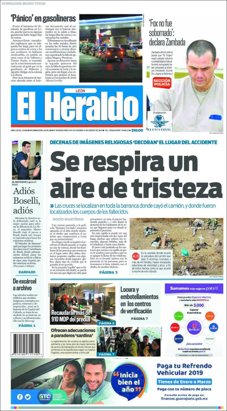 Portada de El Heraldo de León (M&eacute;xico)