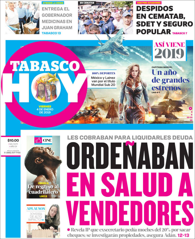 Portada de Tabasco Hoy (M&eacute;xico)