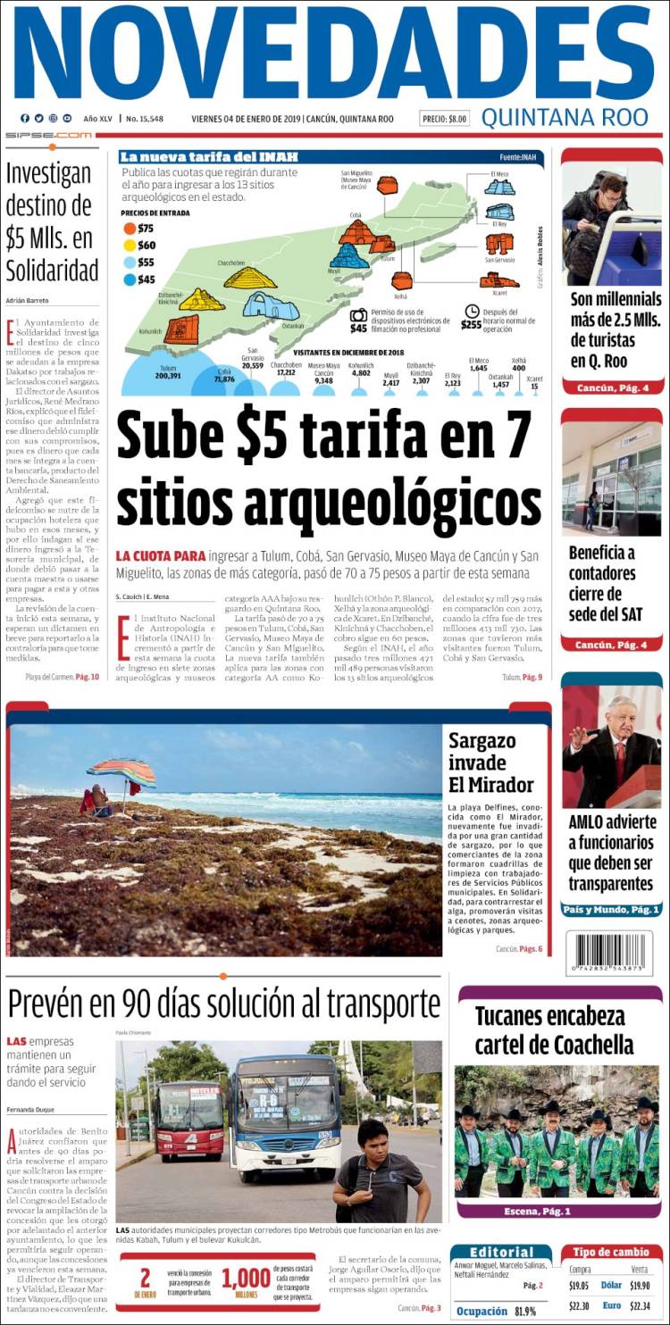 Portada de Novedades de Quintana Roo (M&eacute;xico)