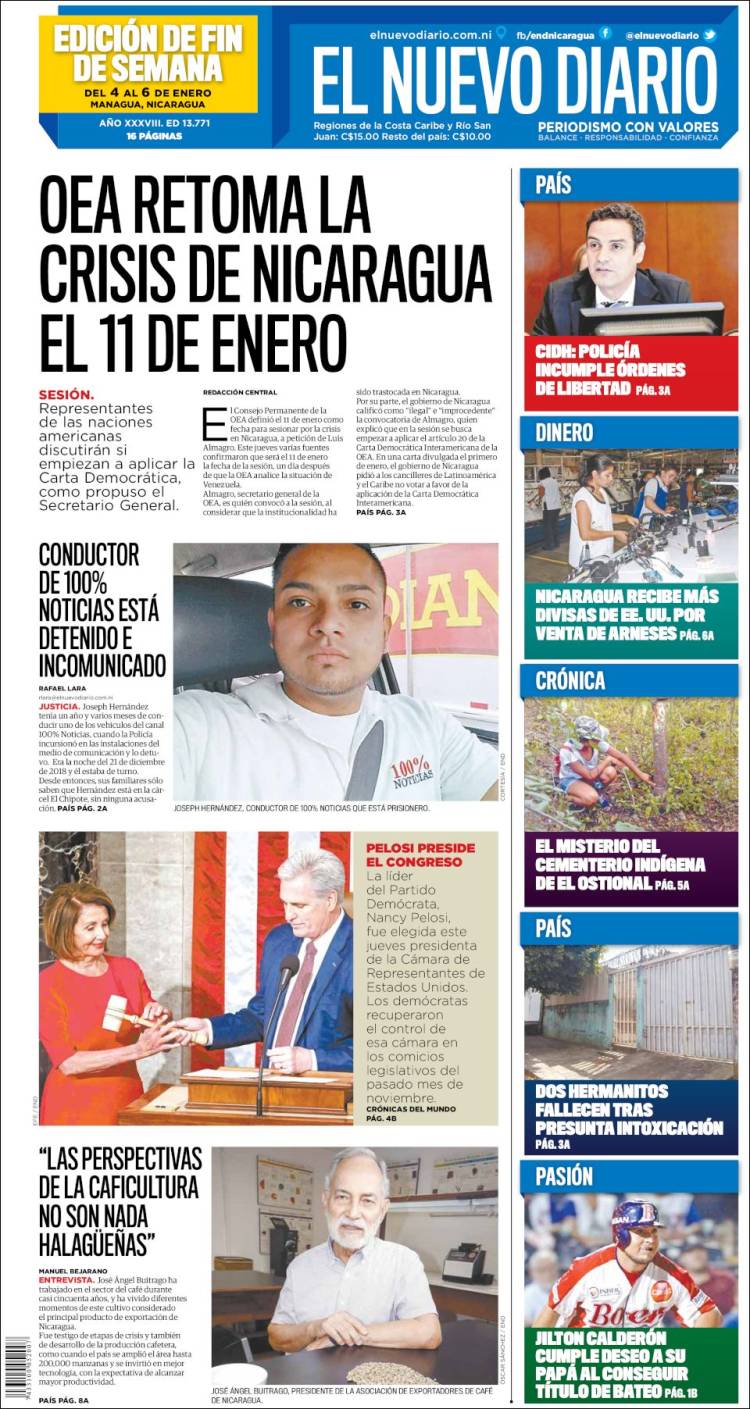 Portada de El Nuevo Diario (Nicaragua)