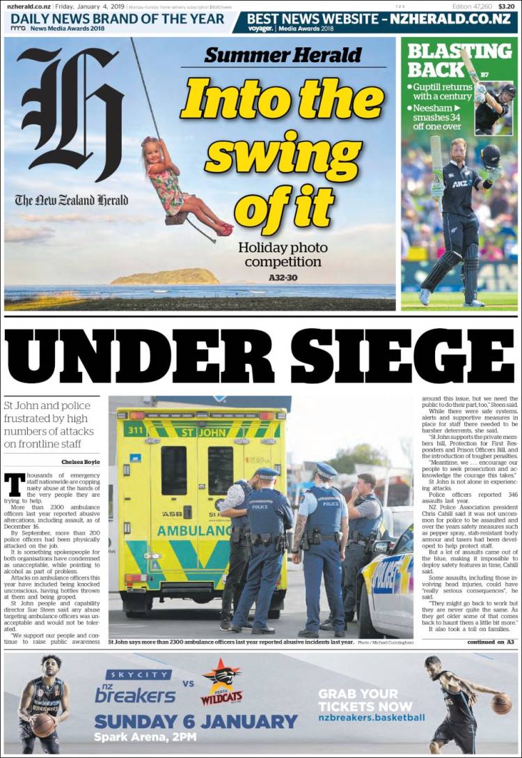 Portada de The New Zealand Herald (Nueva Zelanda)