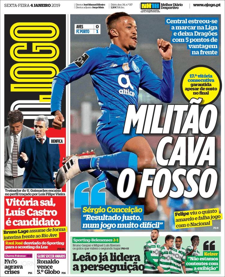 Portada de O Jogo (Portugal)
