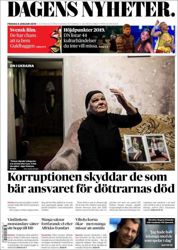 Portada de Dagens Nyheter (Suecia)