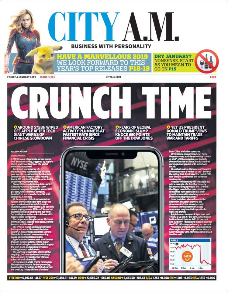 Portada de City A.M. (Reino Unido)