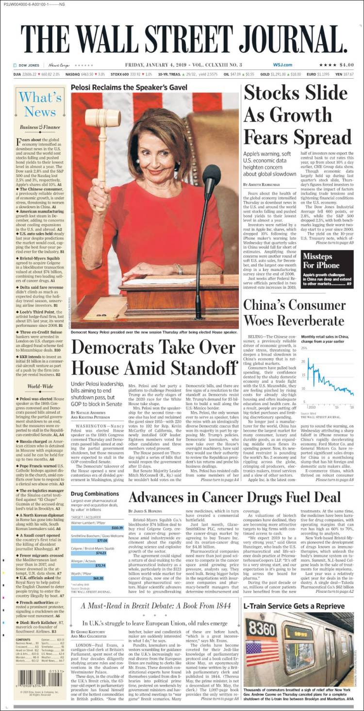 Portada de Wall Street Journal (USA)