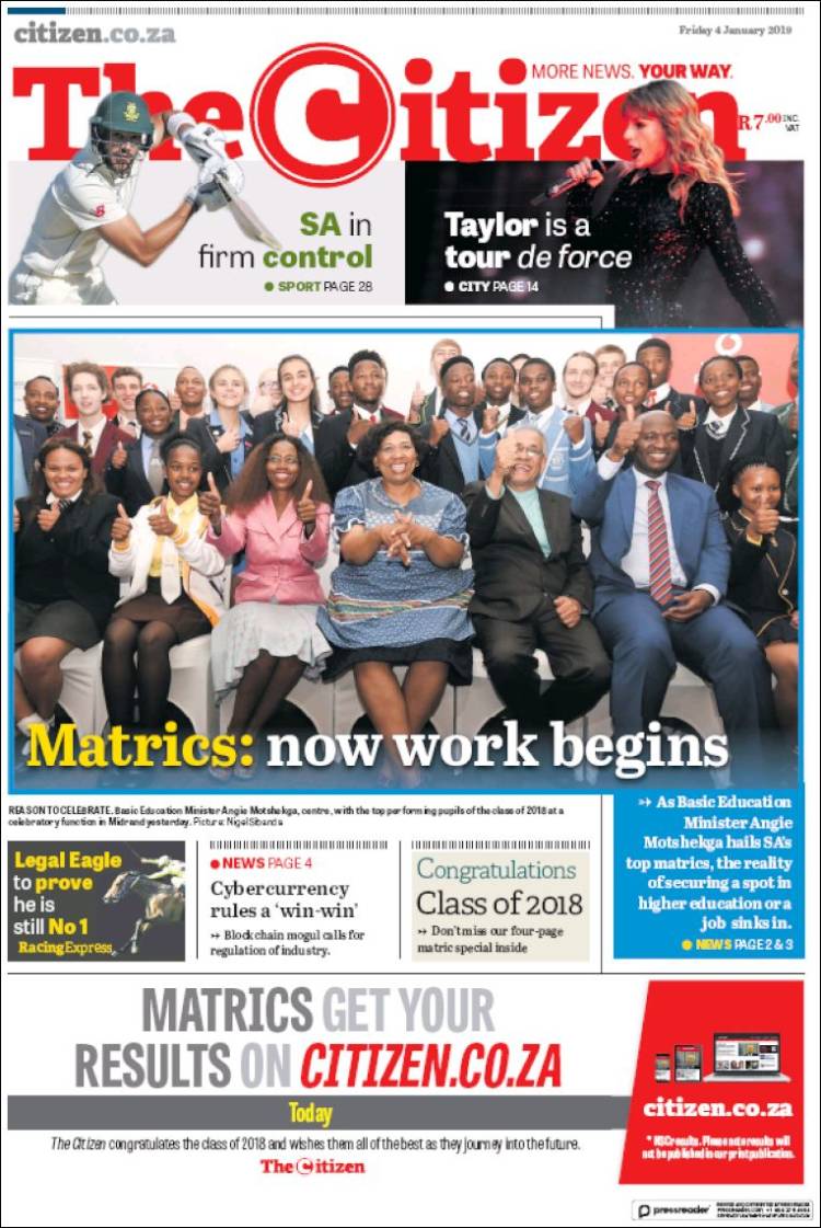 Portada de The Citizen (Sud&aacute;frica)