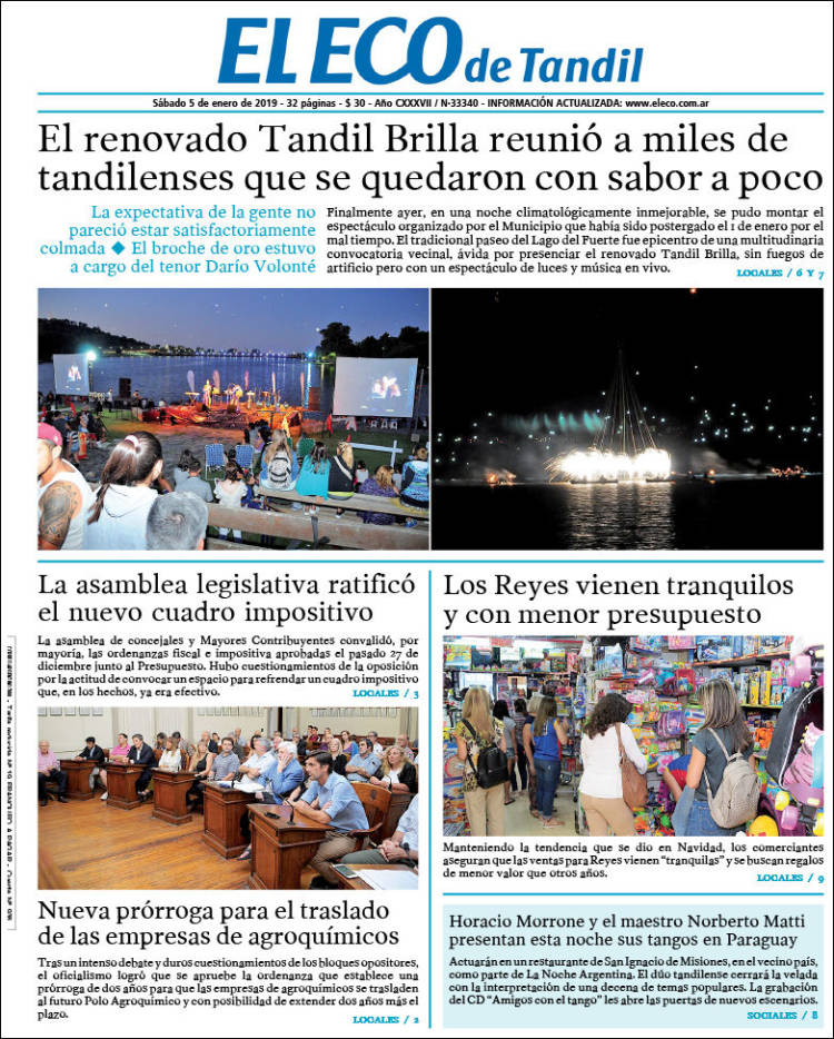 Portada de El Eco de Tandil (Argentina)
