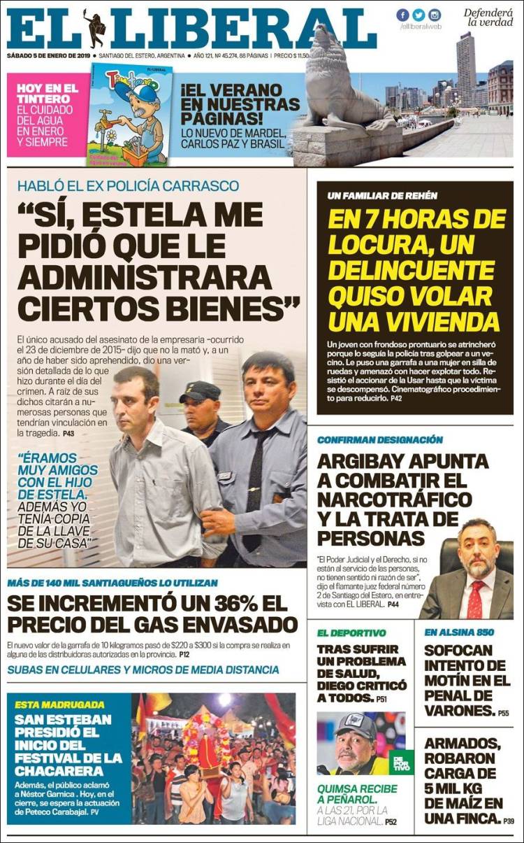 Portada de Diario El Liberal (Argentina)