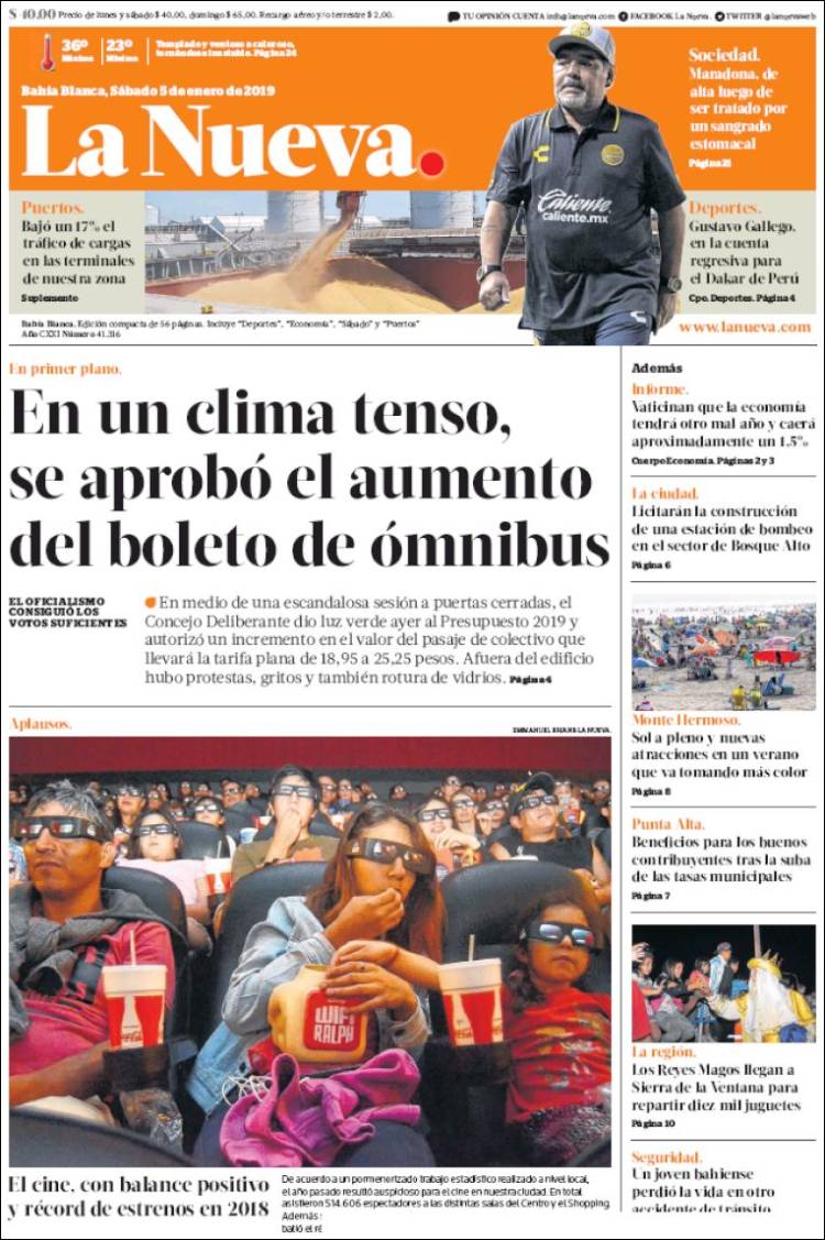 Portada de La Nueva Provincia (Argentina)