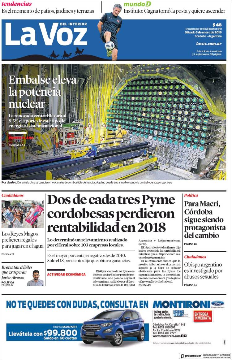 Portada de La Voz del Interior (Argentina)