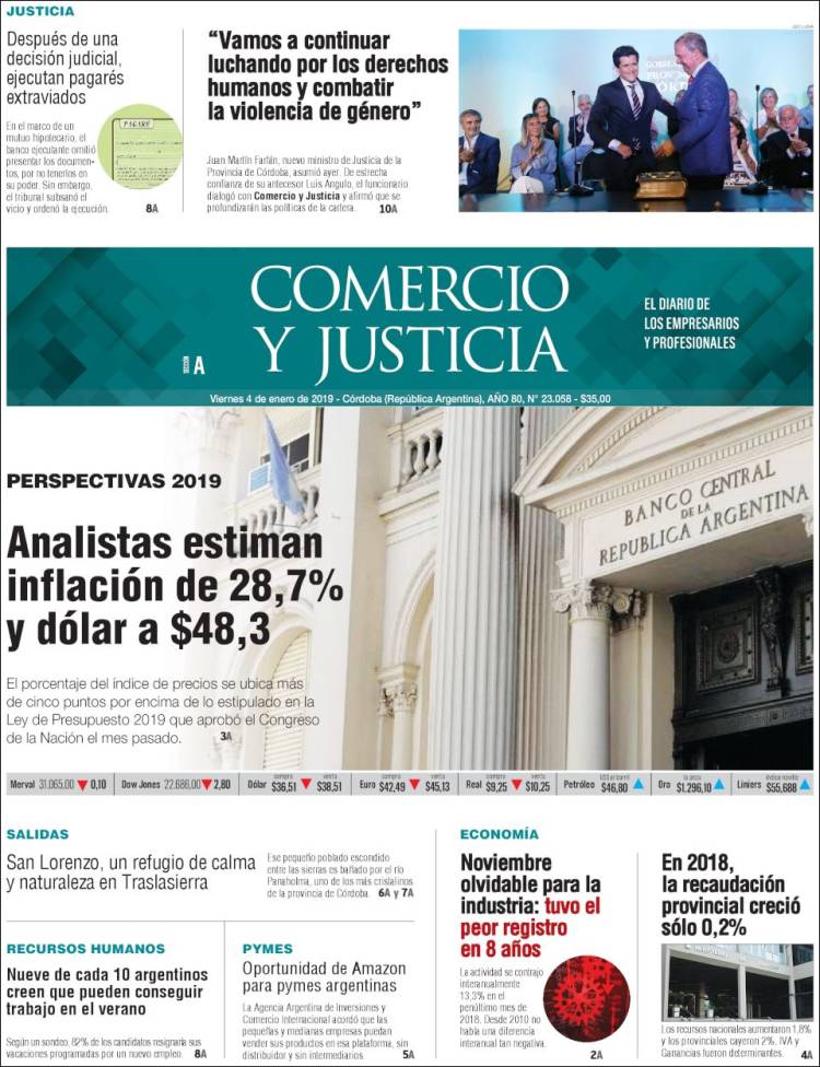 Portada de Comercio y Justicia (Argentina)