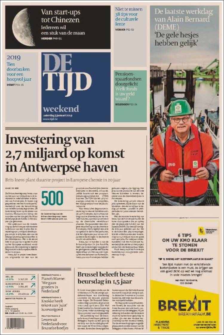 Portada de De Tijd (B&eacute;lgica)