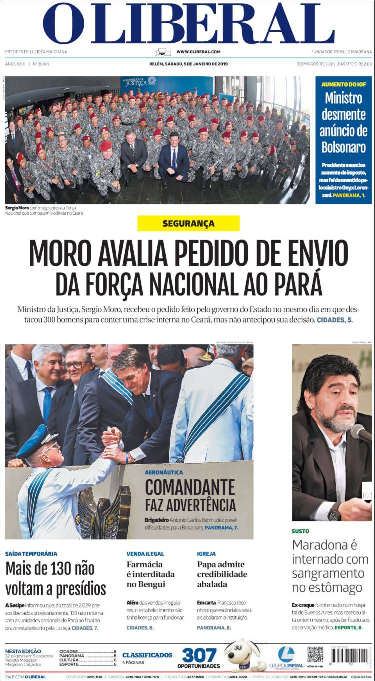 Portada de O Liberal (Brasil)
