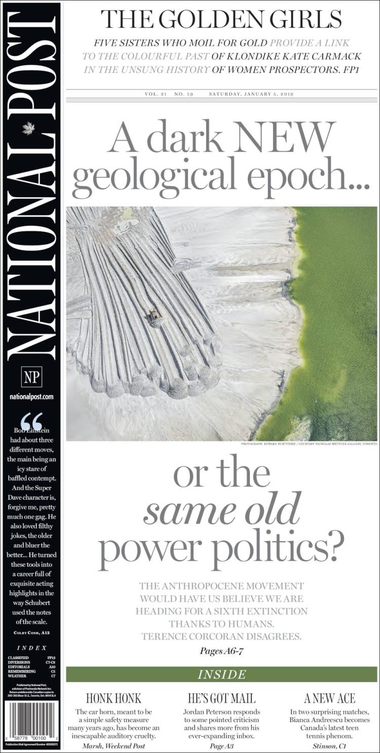 Portada de The National Post (Canadá)