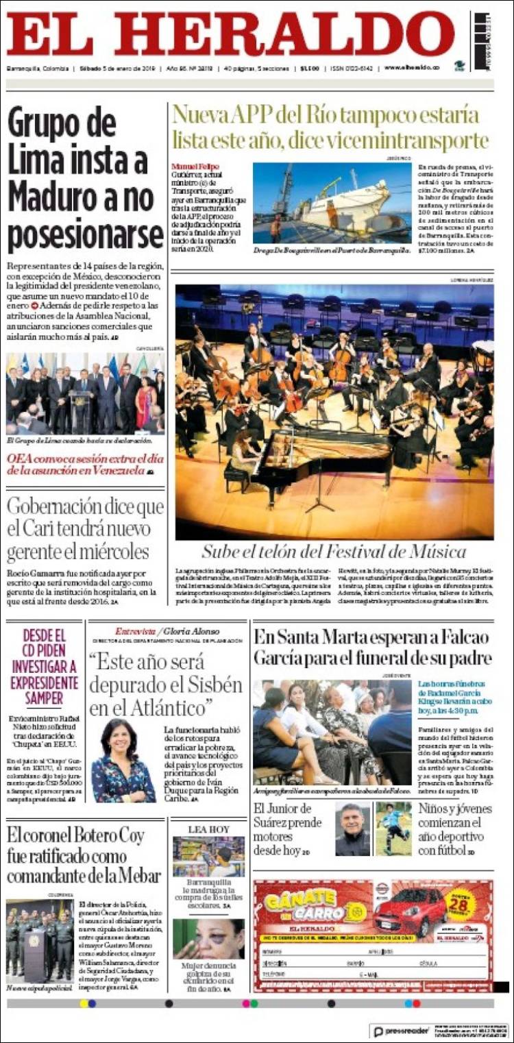 Portada de El Heraldo (Colombia)