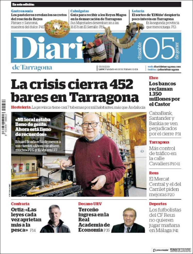 Portada de Diari de Tarragona (Espa&ntilde;a)