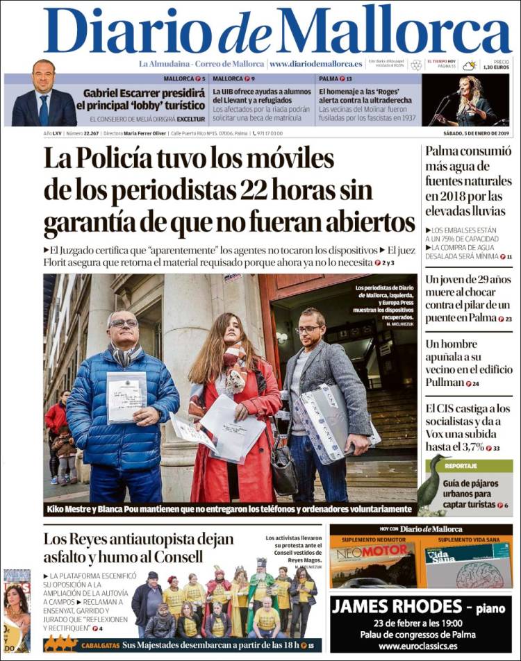 Portada de Diario de Mallorca (Espa&ntilde;a)