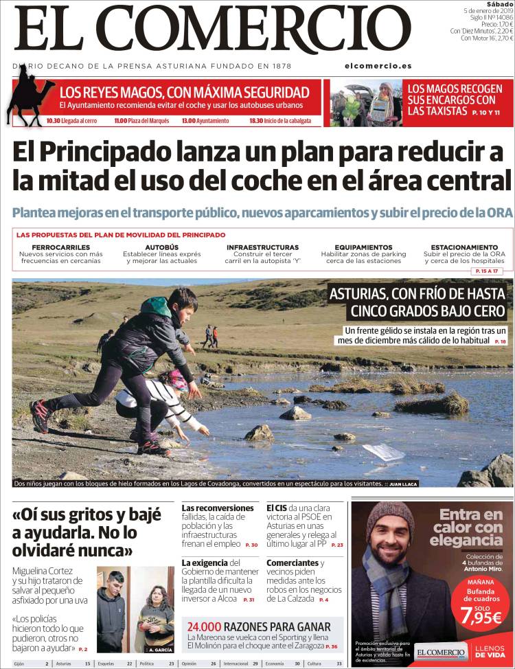 Portada de El Comercio (Espa&ntilde;a)