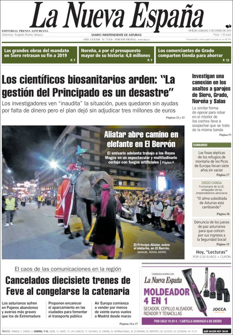 Portada de La Nueva España (Espa&ntilde;a)