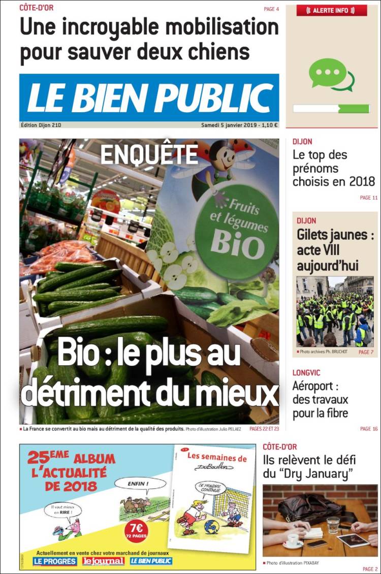 Portada de Le Bien Public (Francia)