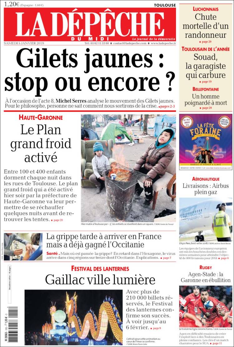 Portada de La Dépêche du Midi (Francia)