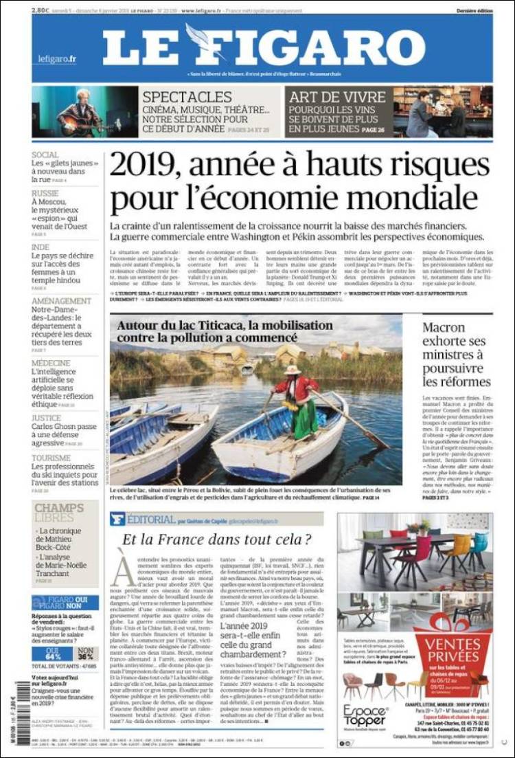 Portada de Le Figaro (Francia)