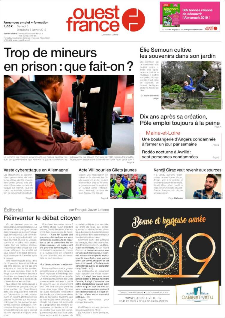 Portada de Ouest France (Francia)