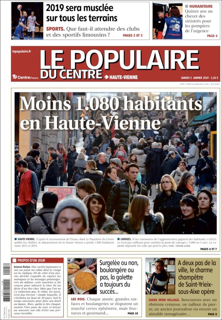 Portada de Le Populaire du Centre (Francia)