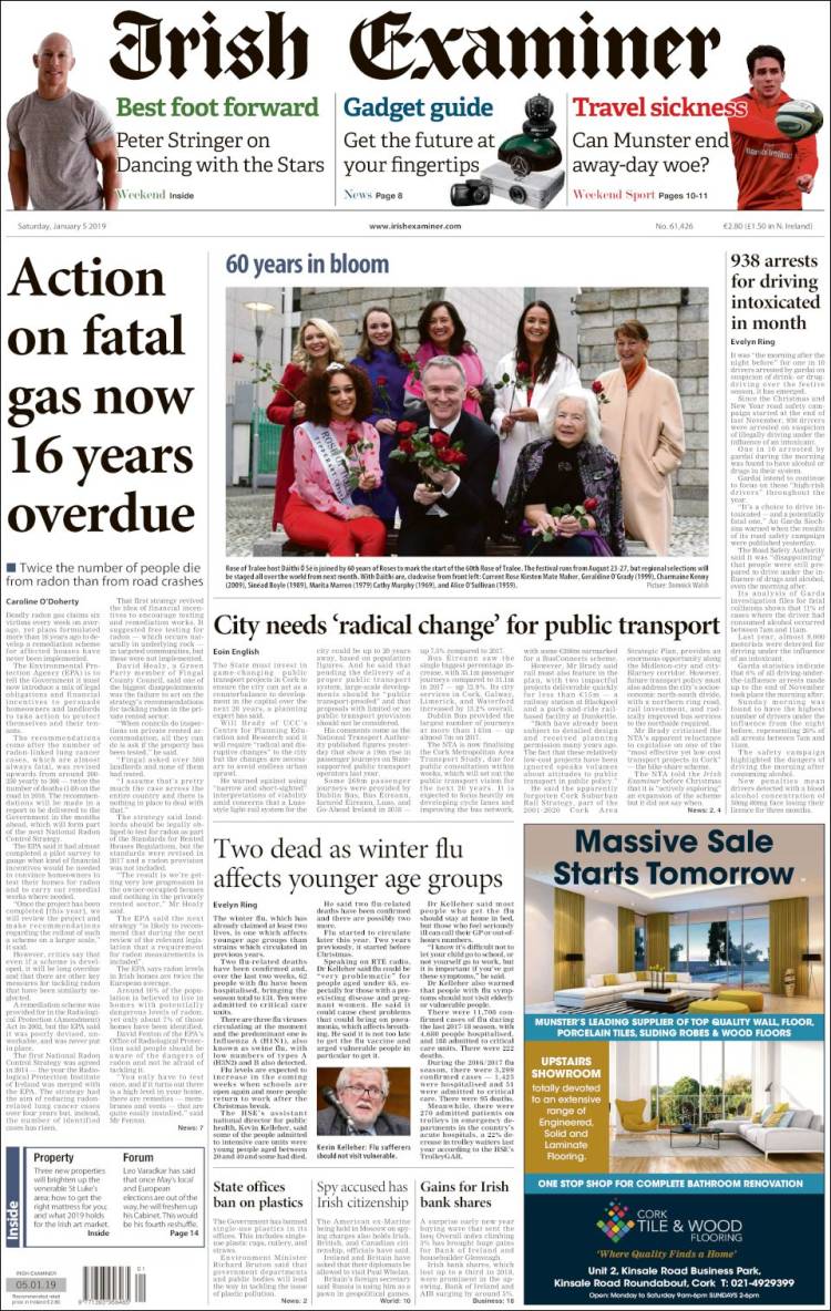 Portada de Irish Examiner (Irlanda)