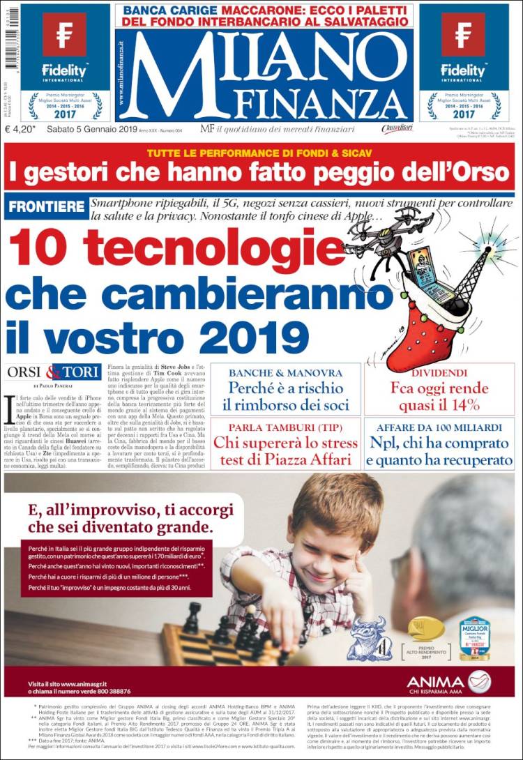 Portada de Milano Finanza (Italia)