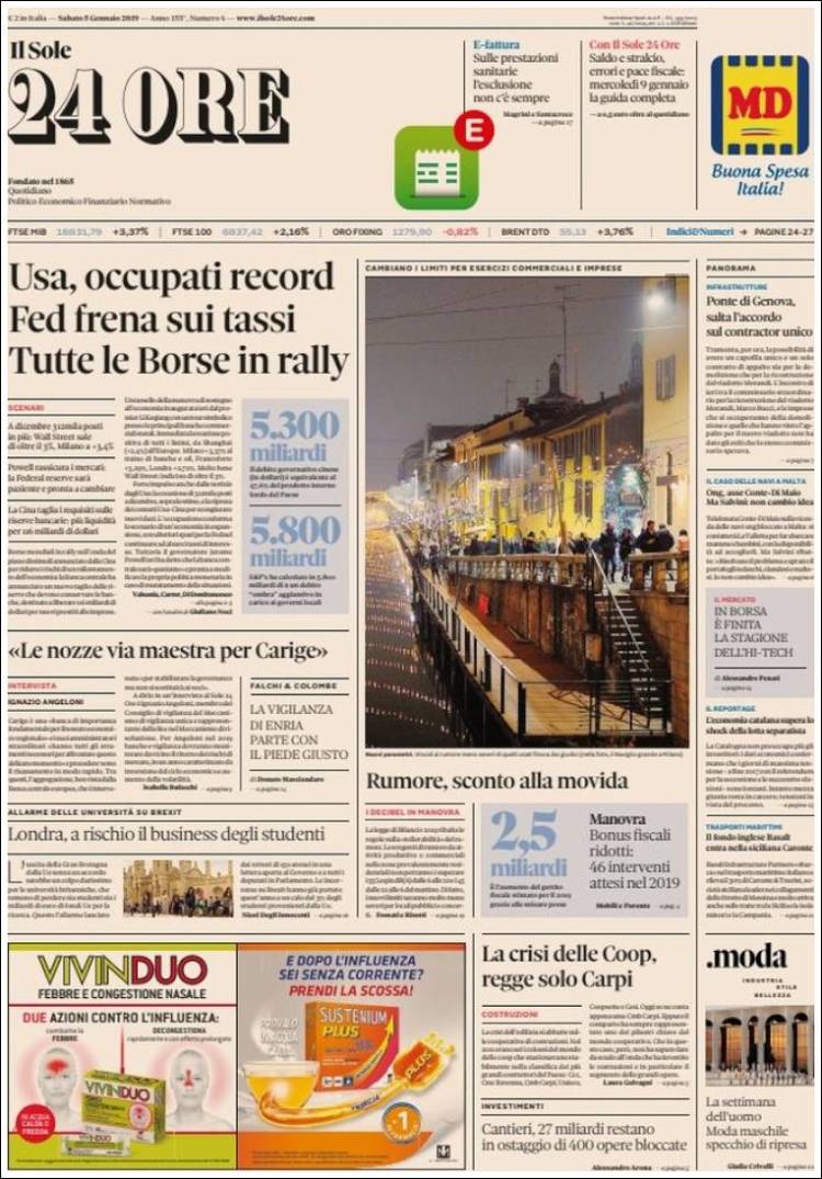 Portada de Il Sole 24 ORE (Italia)