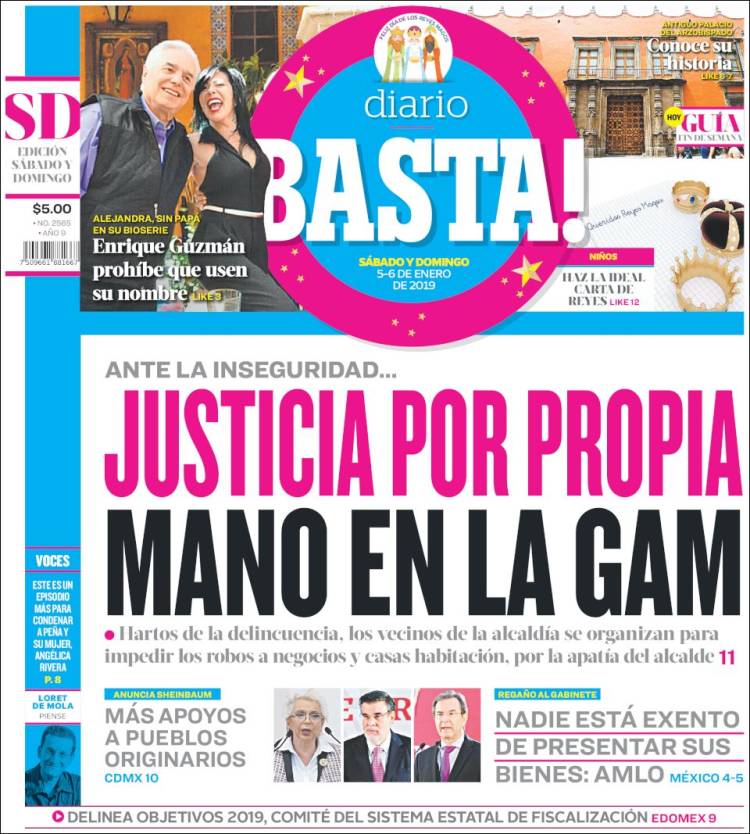 Portada de Diario Basta (México)