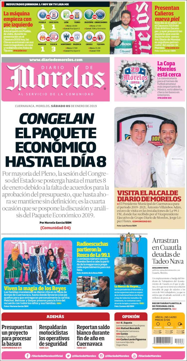 Portada de Diario de Morelos (México)