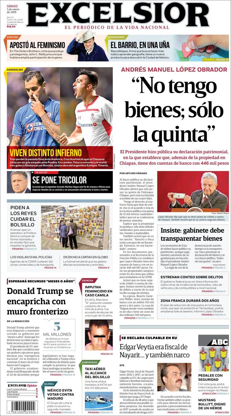 Portada de Excelsior (México)