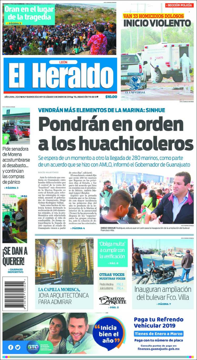 Portada de El Heraldo de León (México)