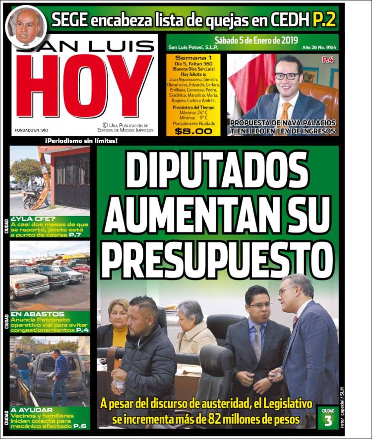 Portada de San Luis Hoy (México)