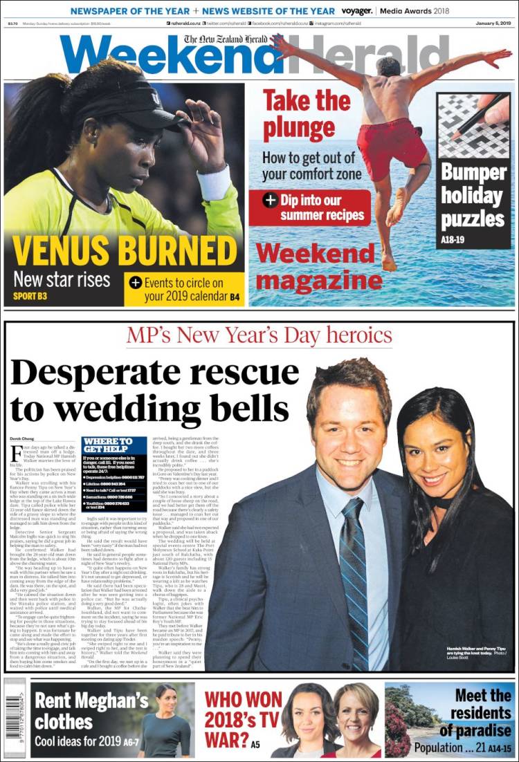 Portada de The New Zealand Herald (Nueva Zelanda)