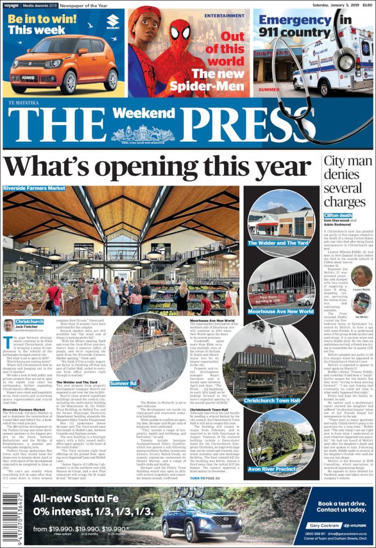 Portada de The Press (Nueva Zelanda)